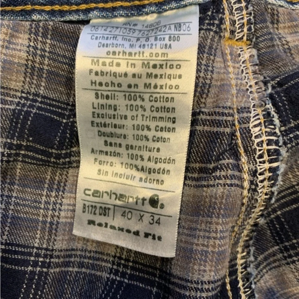 Carhartt Mens B172 DST Flannel Lined Denim Jeans Relaxed‎ Fit Medium Wash 40x32